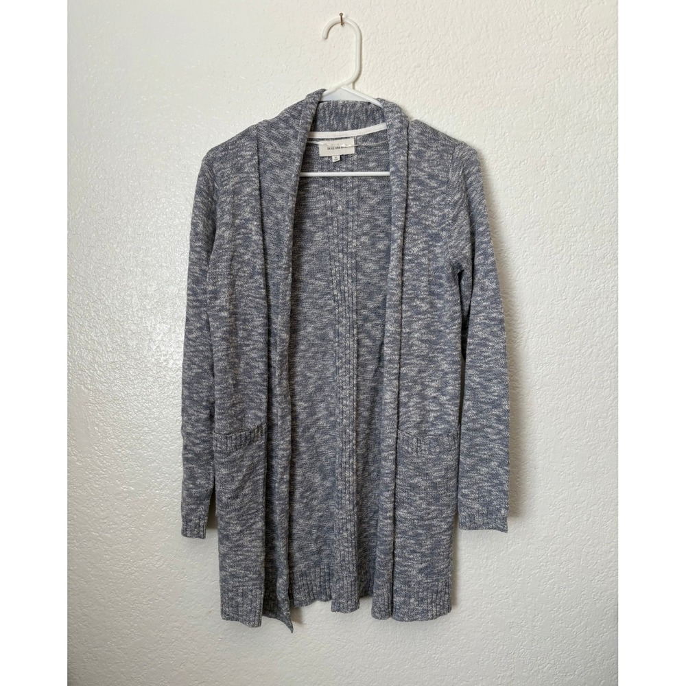 Skies Are Blue Open Front Knit Cardigan Sweater Winter Preppy Casual Classic XS‎